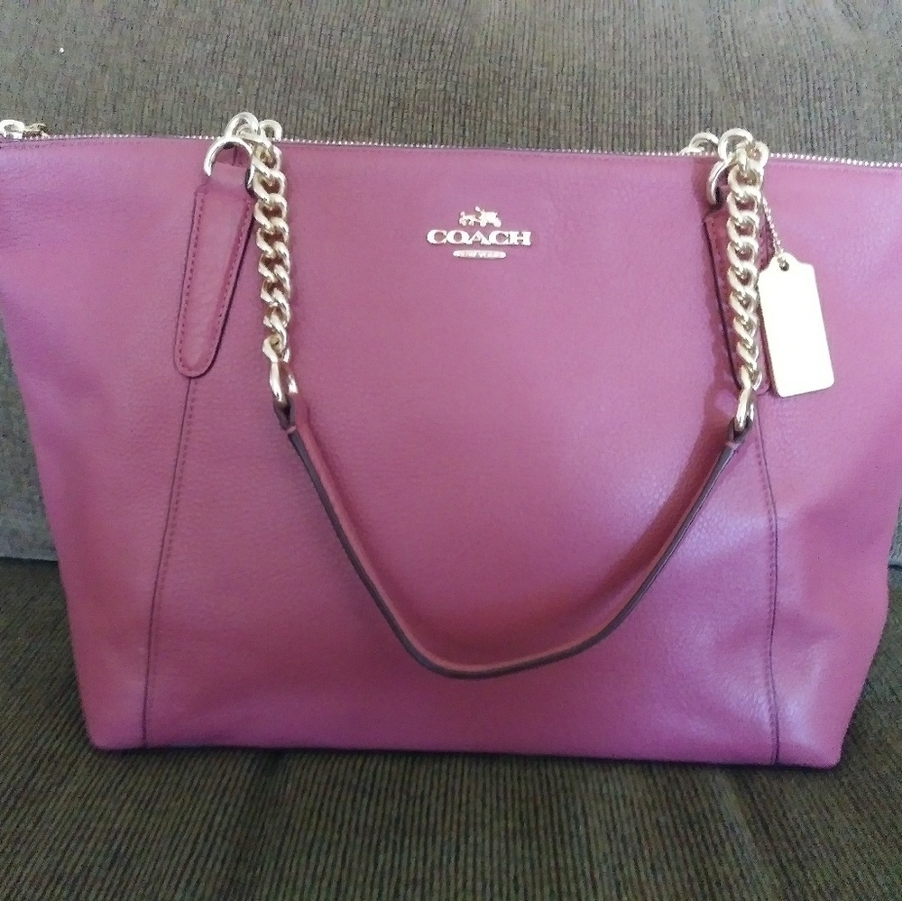 Coach pink pebbled leather handbag